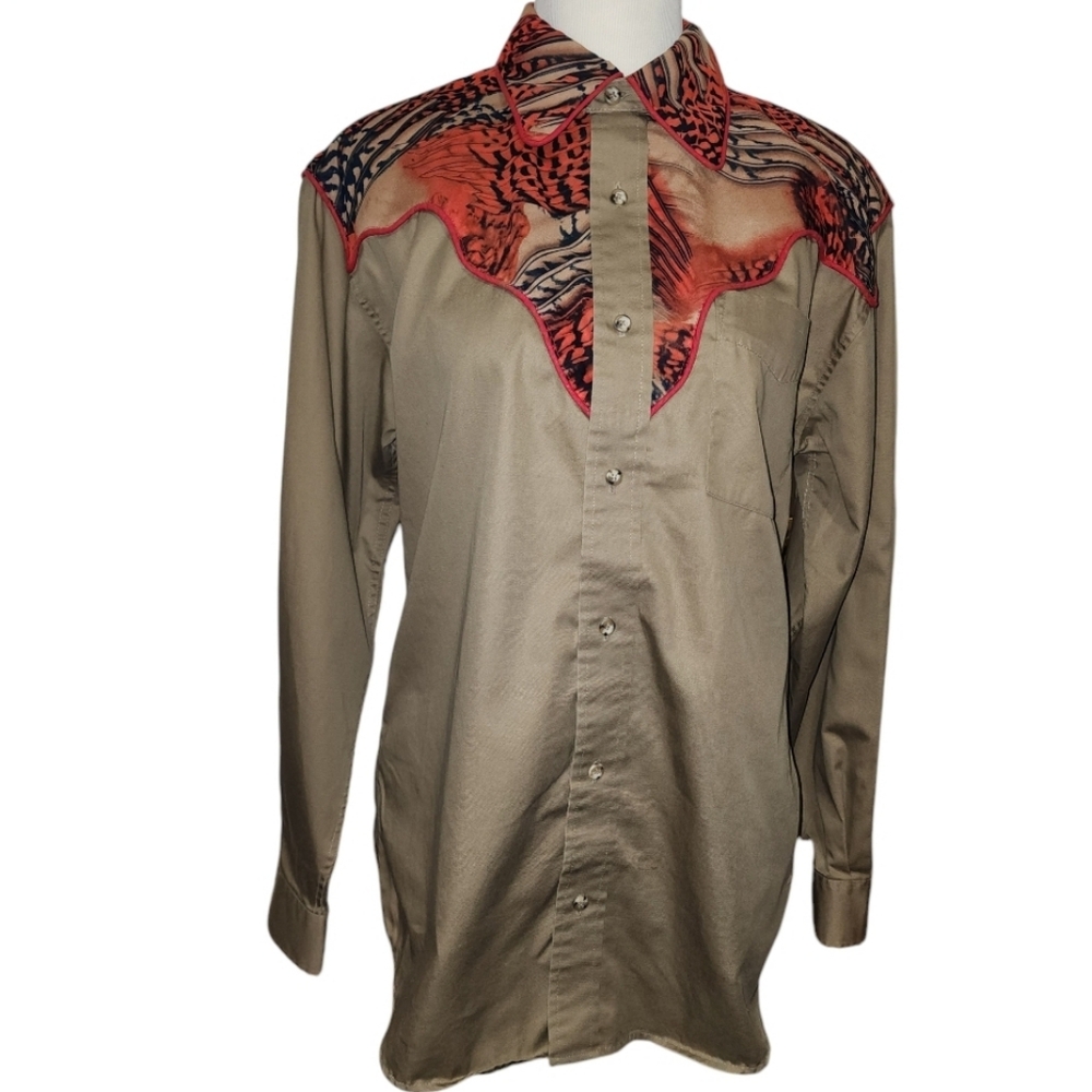 Vntg 1980s Knightsbridge Western Button Front Shirt Mens Medium Cowboycore Rodeo